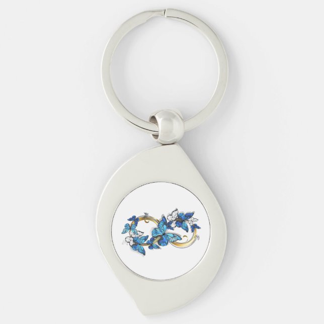 Symbol Infinity of Blue Morpho Butterflies Key Ring (Front)