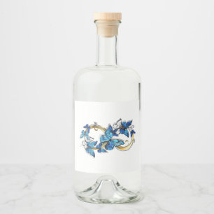 Symbol Infinity of Blue Morpho Butterflies Liquor Bottle Label