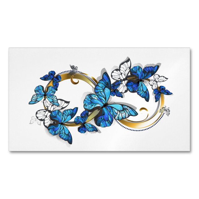 Symbol Infinity of Blue Morpho Butterflies Magnetic Business Card (Front)