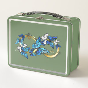 Symbol Infinity of Blue Morpho Butterflies Metal Lunch Box