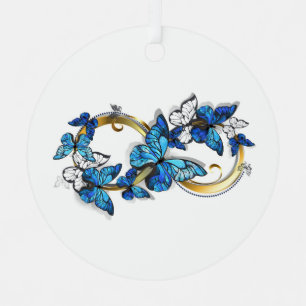Symbol Infinity of Blue Morpho Butterflies Metal Tree Decoration