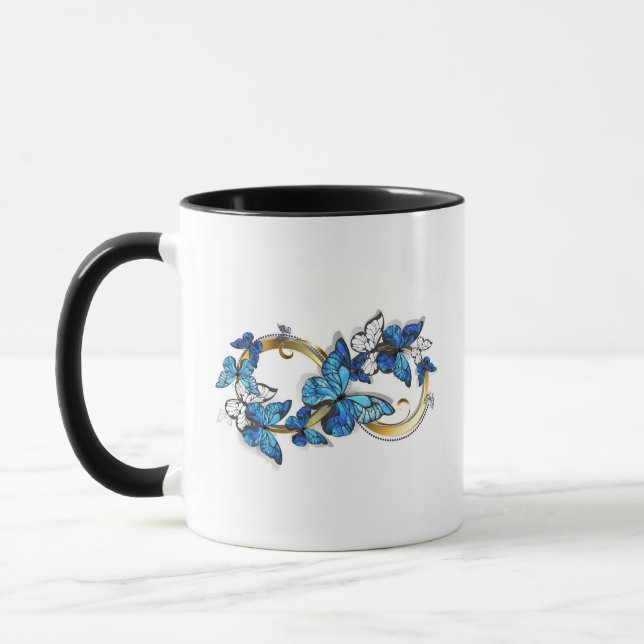 Symbol Infinity of Blue Morpho Butterflies Mug (Left)