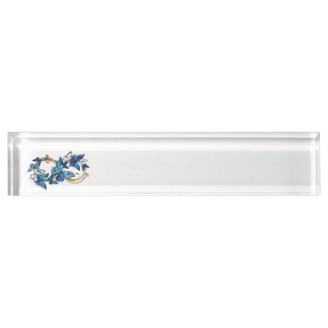 Symbol Infinity of Blue Morpho Butterflies Nameplate (Front)