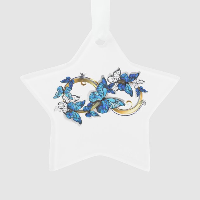 Symbol Infinity of Blue Morpho Butterflies Ornament (Front)