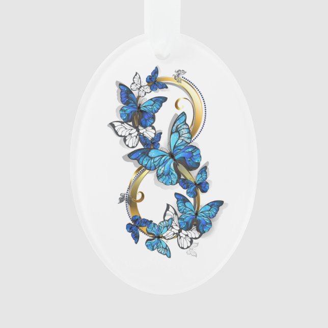 Symbol Infinity of Blue Morpho Butterflies Ornament (Front)