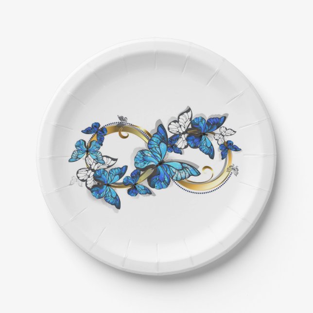 Symbol Infinity of Blue Morpho Butterflies Paper Plate (Front)
