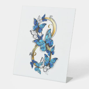 Symbol Infinity of Blue Morpho Butterflies Pedestal Sign