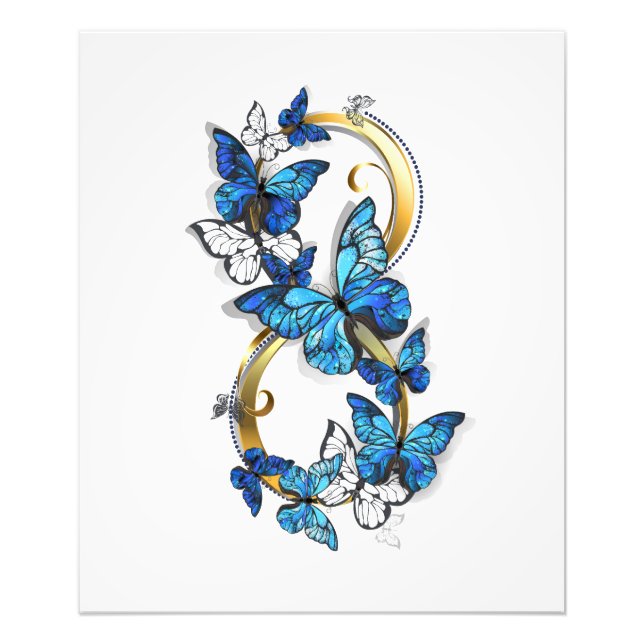 Symbol Infinity of Blue Morpho Butterflies Photo Print (Front)