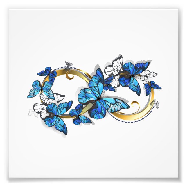 Symbol Infinity of Blue Morpho Butterflies Photo Print (Front)
