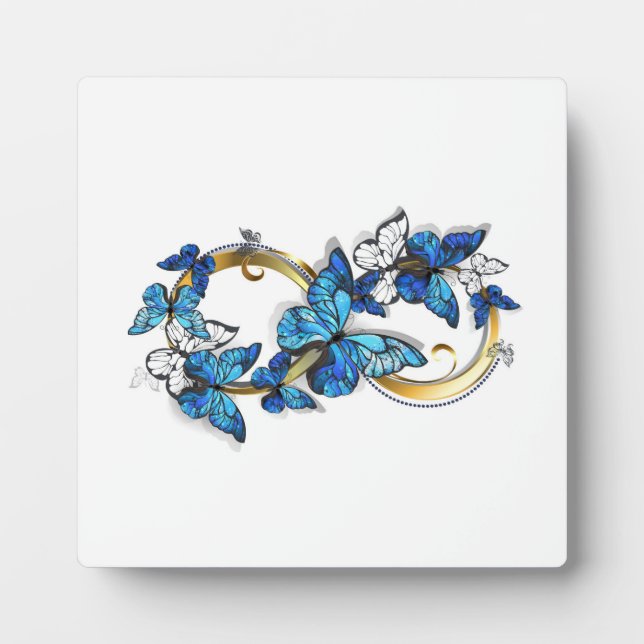 Symbol Infinity of Blue Morpho Butterflies Plaque (Front)