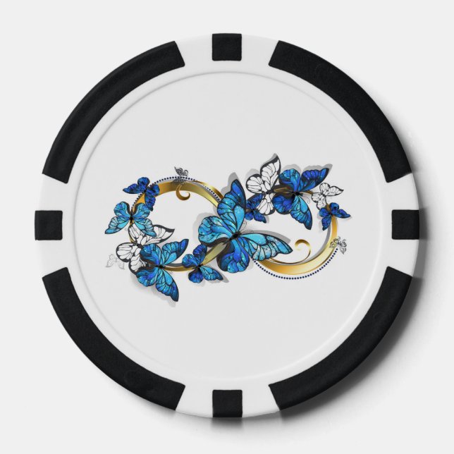 Symbol Infinity of Blue Morpho Butterflies Poker Chips (Front)
