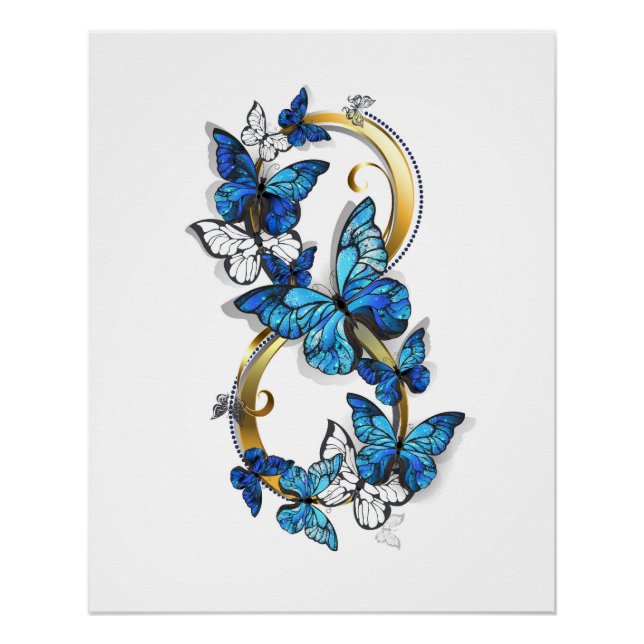 Symbol Infinity of Blue Morpho Butterflies Poster (Front)