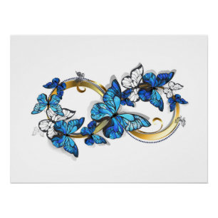 Symbol Infinity of Blue Morpho Butterflies Poster