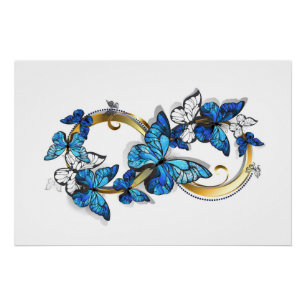 Symbol Infinity of Blue Morpho Butterflies Poster