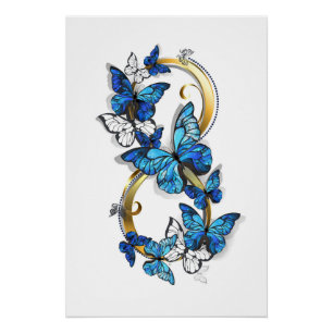 Symbol Infinity of Blue Morpho Butterflies Poster