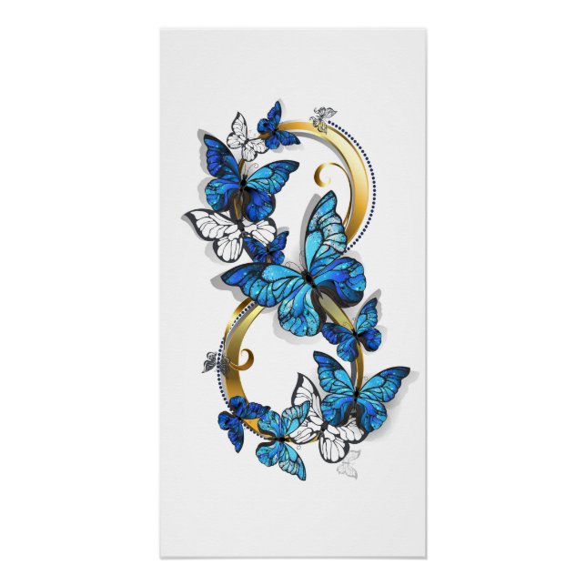 Symbol Infinity of Blue Morpho Butterflies Poster (Front)