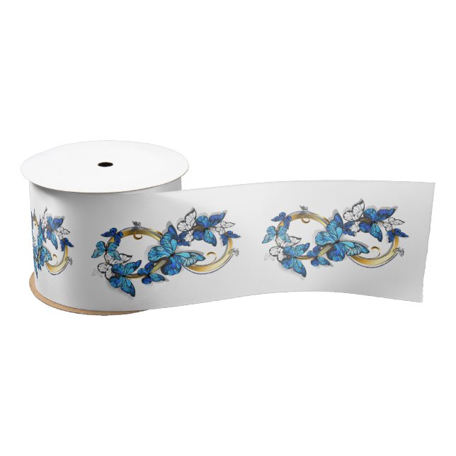 Symbol Infinity of Blue Morpho Butterflies Satin Ribbon (Spool)