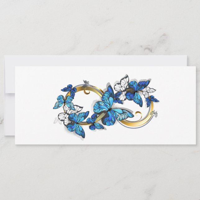 Symbol Infinity of Blue Morpho Butterflies Save The Date (Front)
