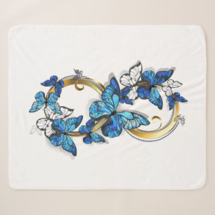 Symbol Infinity of Blue Morpho Butterflies Sherpa Blanket