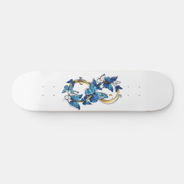 Symbol Infinity of Blue Morpho Butterflies Skateboard (Horz)