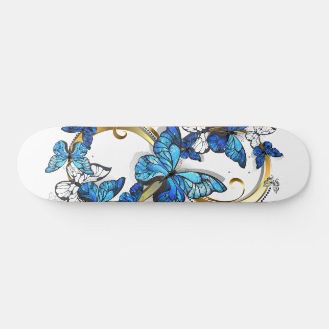 Symbol Infinity of Blue Morpho Butterflies Skateboard (Horz)