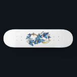 Symbol Infinity of Blue Morpho Butterflies Skateboard<br><div class="desc">Symbol infinity of gold, decorated with realistic blue butterflies morpho on a white background. Design with butterflies. Morpho. Design with blue butterflies morpho.</div>