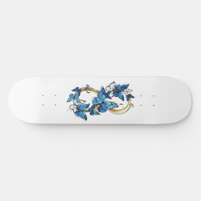 Symbol Infinity of Blue Morpho Butterflies Skateboard (Horz)