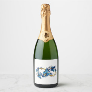 Symbol Infinity of Blue Morpho Butterflies Sparkling Wine Label
