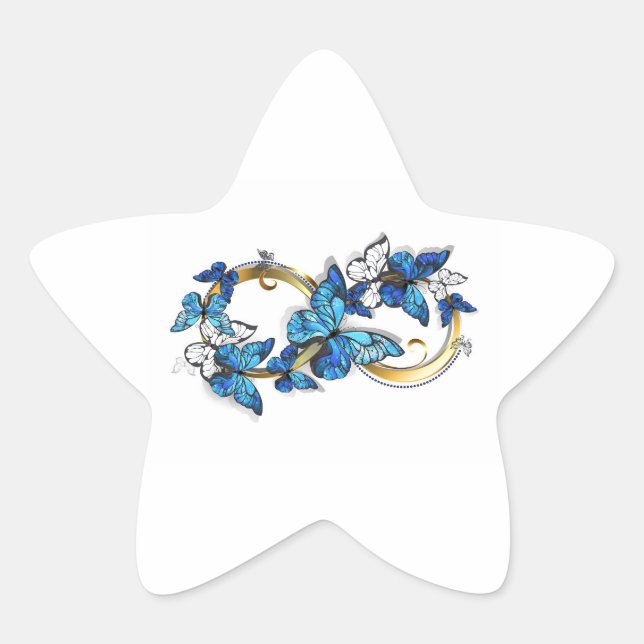 Symbol Infinity of Blue Morpho Butterflies Star Sticker (Front)
