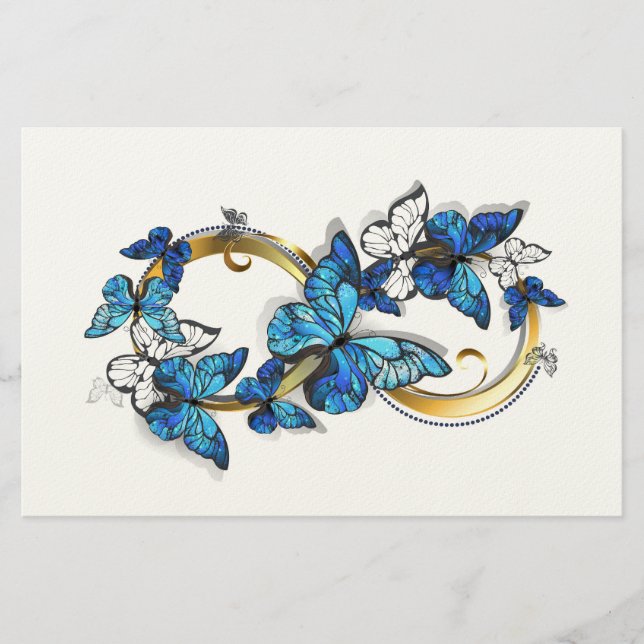 Symbol Infinity of Blue Morpho Butterflies Stationery (Front)