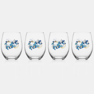 Symbol Infinity of Blue Morpho Butterflies Stemless Wine Glass