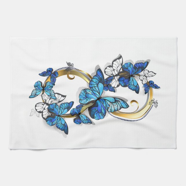 Symbol Infinity of Blue Morpho Butterflies Tea Towel (Horizontal)