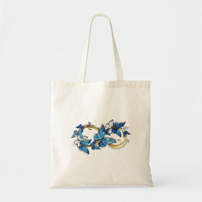 Symbol Infinity of Blue Morpho Butterflies Tote Bag (Front)