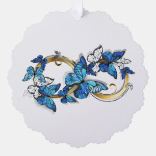 Symbol Infinity of Blue Morpho Butterflies Tree Decoration Card
