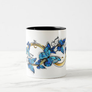 Symbol Infinity of Blue Morpho Butterflies Two-Tone Coffee Mug