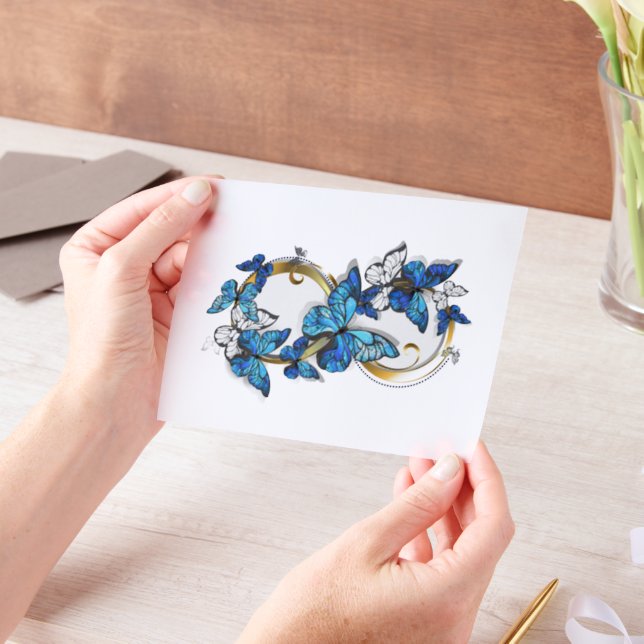 Symbol Infinity of Blue Morpho Butterflies Vellum Invitations (Handheld)