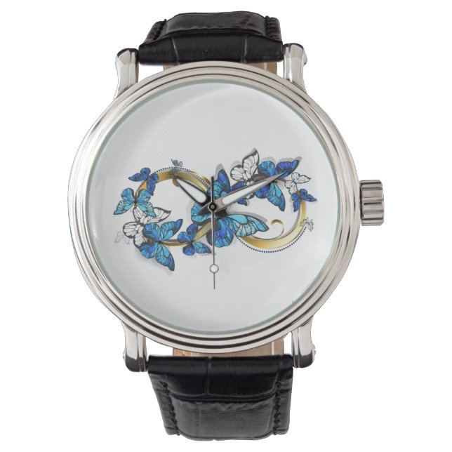 Symbol Infinity of Blue Morpho Butterflies Watch (Front)