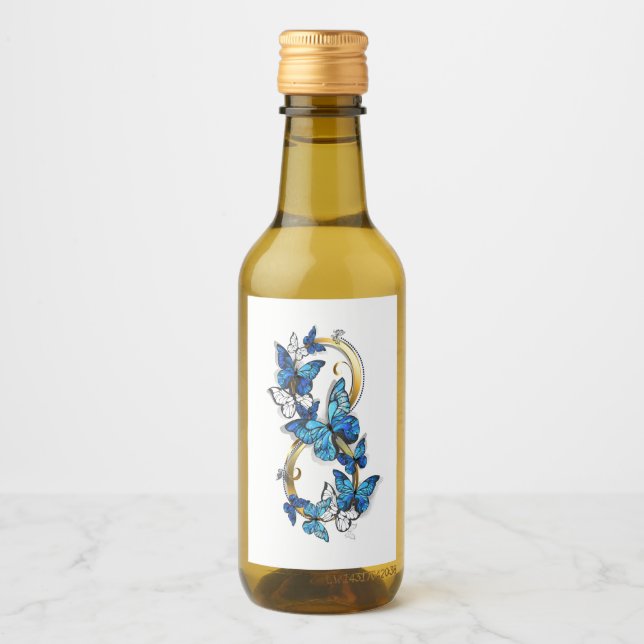 Symbol Infinity of Blue Morpho Butterflies Wine Label (Front)