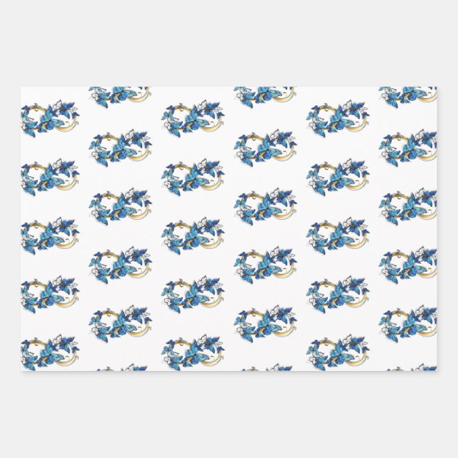 Symbol Infinity of Blue Morpho Butterflies Wrapping Paper Sheet (Front)