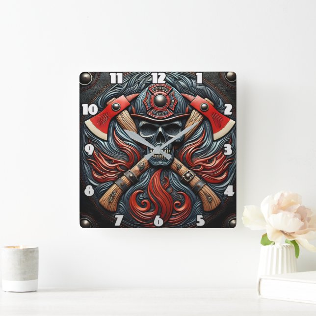 Symbol of Bravery and Fire Protection Square Wall Clock (Home)