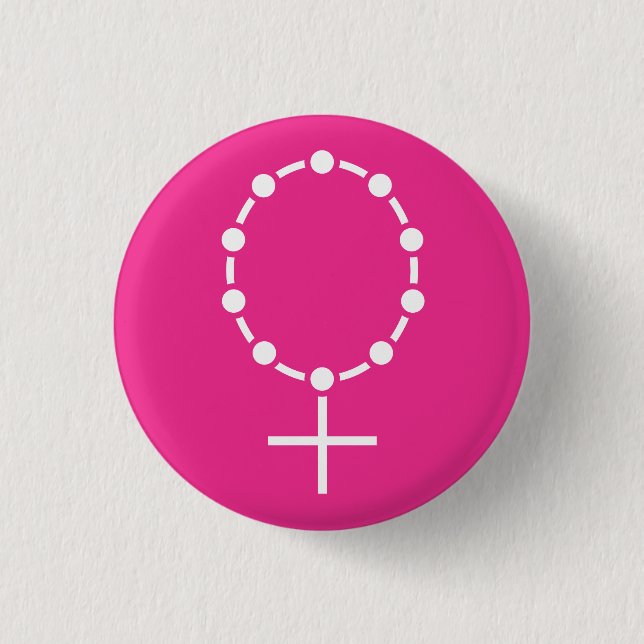 symbol of feminism and faith 3 cm round badge (Front)