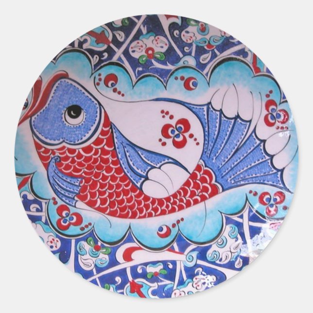 Symbol of Fortune / Tile art Classic Round Sticker (Front)