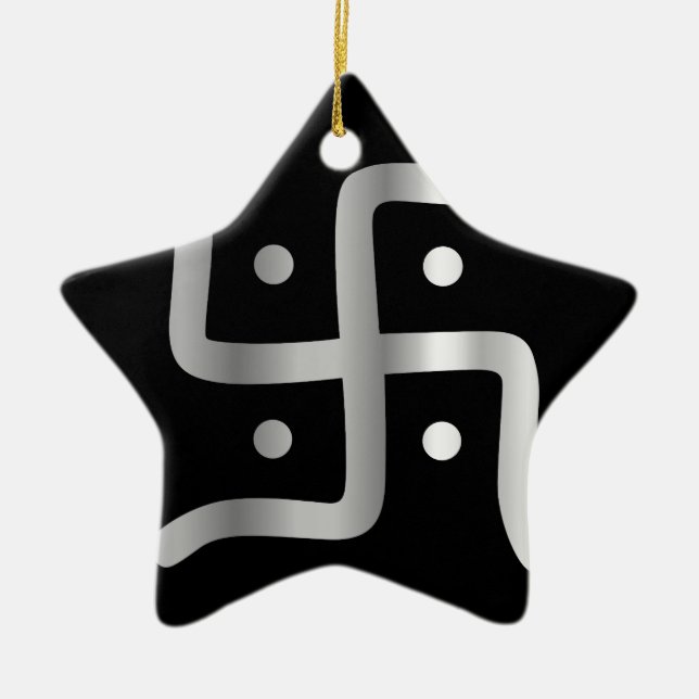 Symbol of Jainism religion Ceramic Tree Decoration (Front)