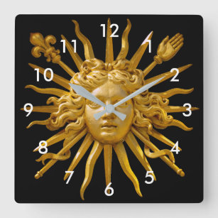 Symbol of Louis XIV the Sun King Square Wall Clock