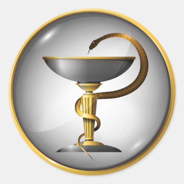 Symbol of medicine snake classic round sticker (Front)