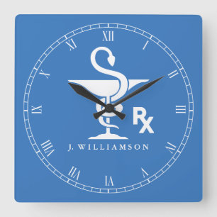 Symbol of Pharmacology Bowl of Hygenia Symbol Square Wall Clock
