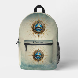 Symbol of the Egyptian allseeing eye, Printed Backpack