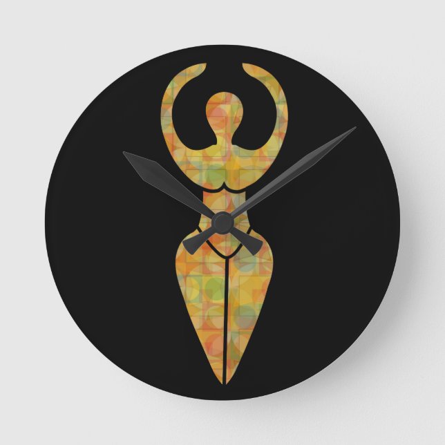 Symbol of the Wiccan goddess Round Clock (Front)