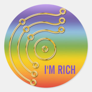 Symbol RUNA / GOLD, I'M RICH   chakren colour Classic Round Sticker