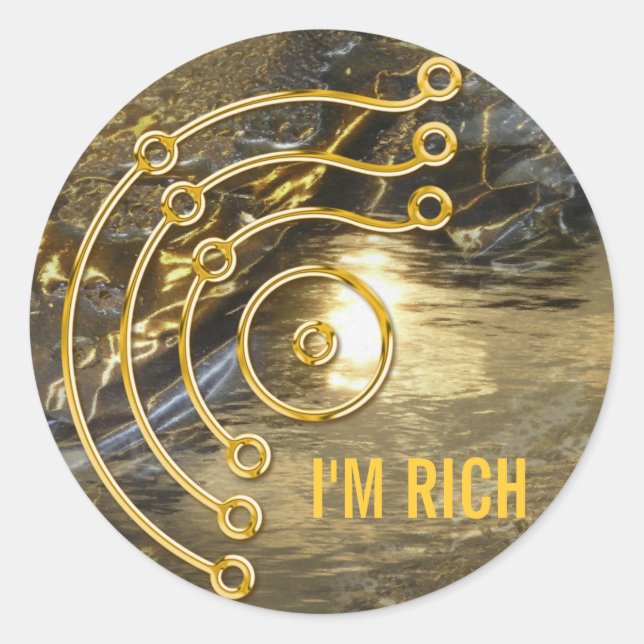 Symbol RUNA / GOLD, I'M RICH | golden river Classic Round Sticker (Front)